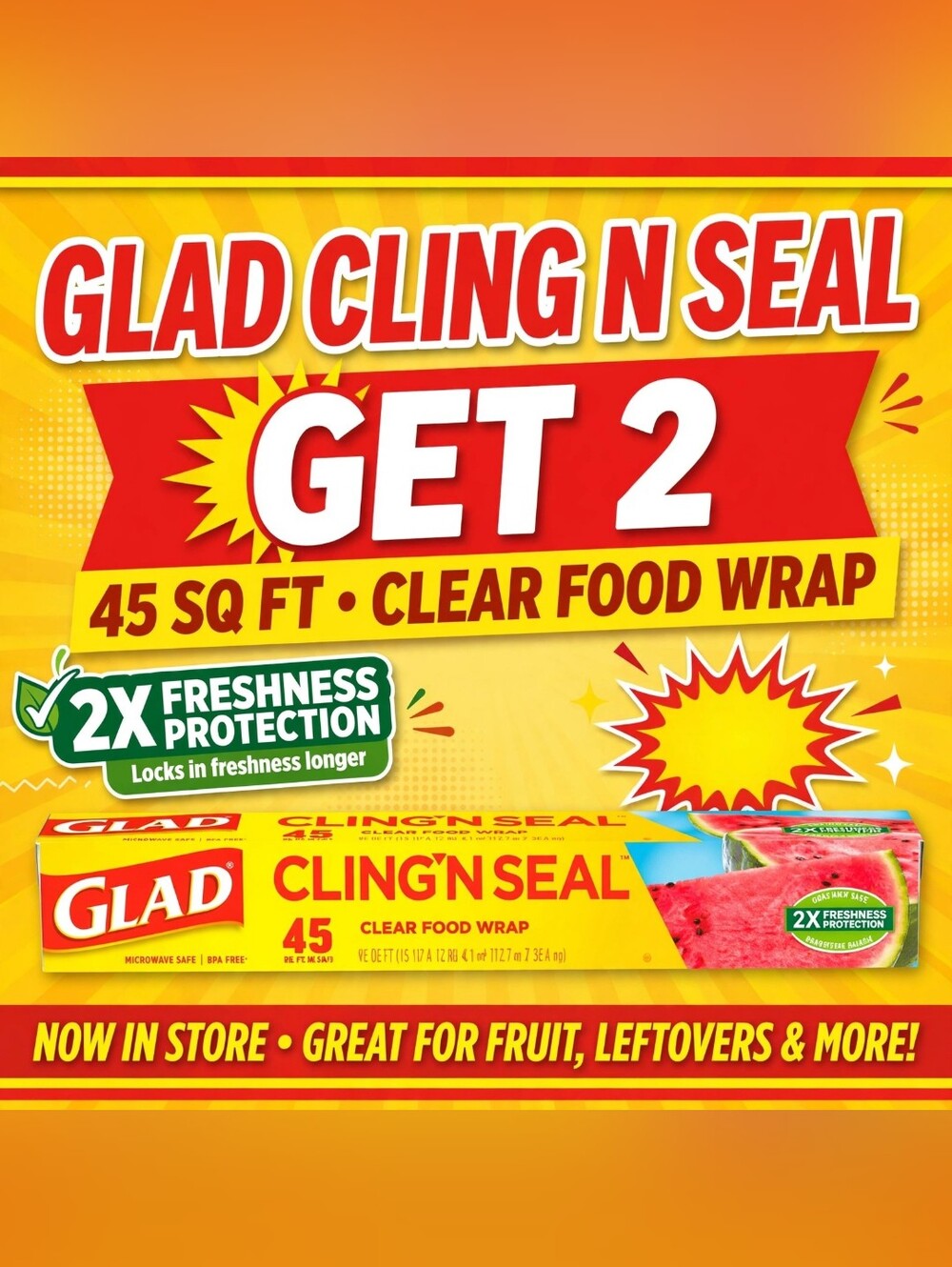 Cling 'N Seal Clear Food Wrap - Yellow/Red Packaging (2)